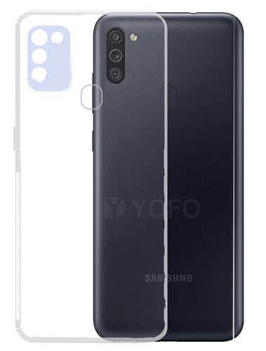 YOFO Back Cover for Samsung M11 (Transparent) with Dust Plug & Camera Protection