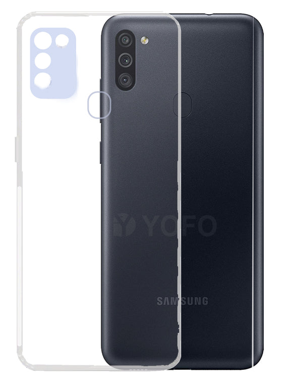 YOFO Back Cover for Samsung M11 (Transparent) with Dust Plug & Camera Protection