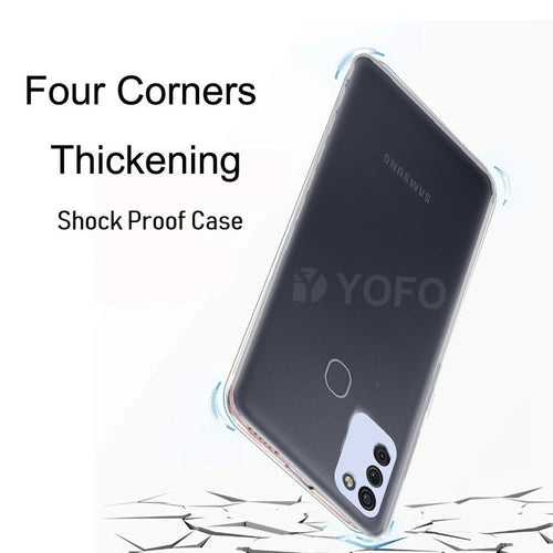YOFO Back Cover for Samsung A11/M11 (Transparent) with Dust Plug & Camera Protection