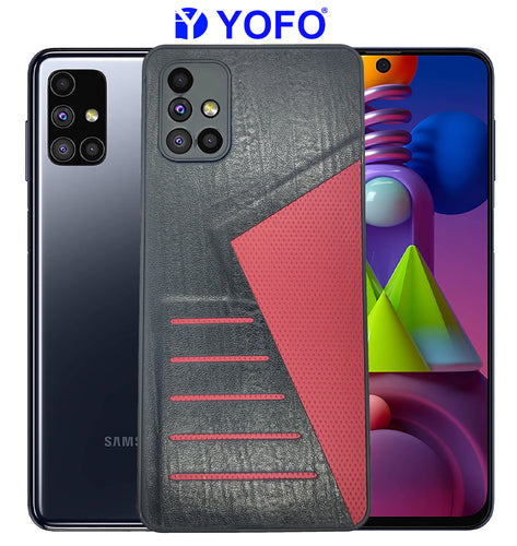YOFO | The Case with Look | Leather Premuim Back Case Cover for Samsung Galaxy M51(BLACK)