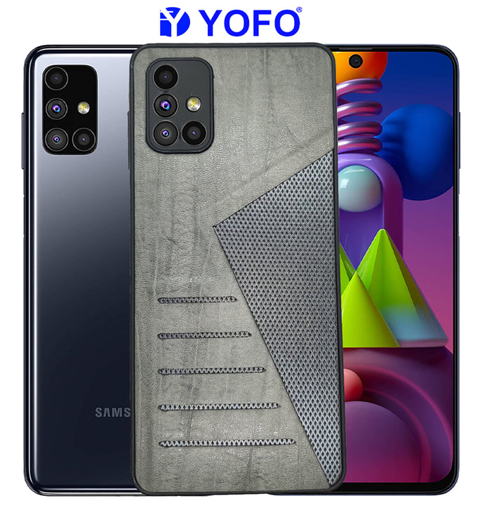 YOFO | The Case with Look | Leather Premuim Back Case Cover for Samsung Galaxy M51(GRAY)