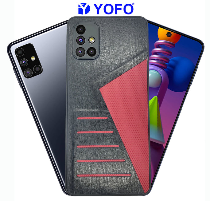 YOFO | The Case with Look | Leather Premuim Back Case Cover for Samsung Galaxy M51(BLACK)