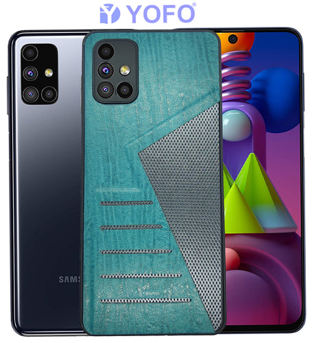 YOFO | The Case with Look | Leather Premuim Back Case Cover for Samsung Galaxy M51(AQUA BLUE)