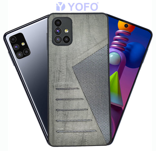YOFO | The Case with Look | Leather Premuim Back Case Cover for Samsung Galaxy M51(GRAY)