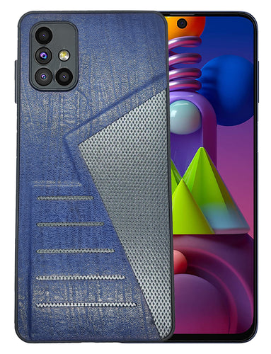 YOFO | The Case with Look | Leather Premuim Back Case Cover for Samsung Galaxy M51(Navy Blue)