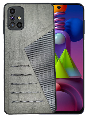YOFO | The Case with Look | Leather Premuim Back Case Cover for Samsung Galaxy M51(GRAY)