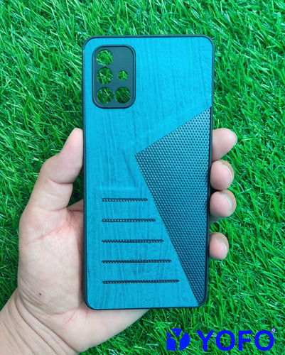 YOFO | The Case with Look | Leather Premuim Back Case Cover for Samsung Galaxy M51(AQUA BLUE)
