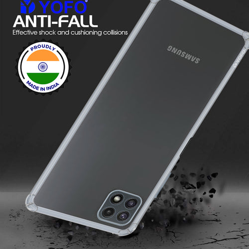 YOFO Back Cover for Samsung Galaxy A22 (5G) / F42 (5G) (Flexible|Silicone|Transparent|Shockproof|Camera Protection)