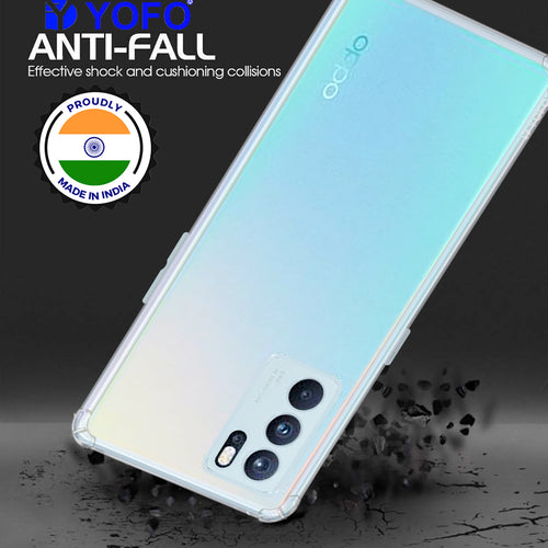 YOFO Back Cover for Oppo Reno 6 (Flexible|Silicone|Transparent|Shockproof|Camera Protection)