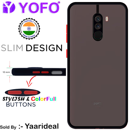 YOFO Back Cover for Poco F1 (Translucent Matte Smoke Case|Soft Frame|Shockproof|Full Camera Protection) with Free Mobile Stand