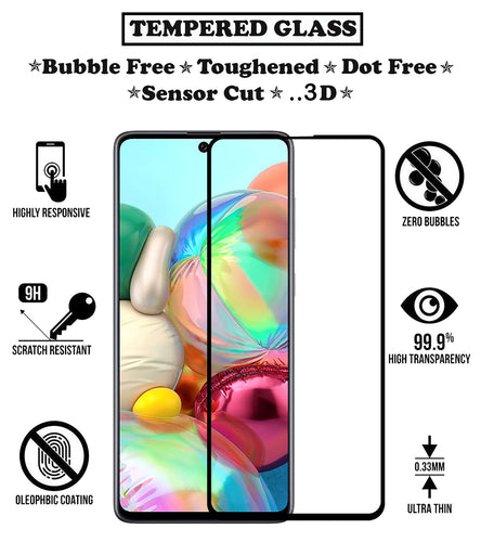 YOFO HD D+ Edge to Edge Full Screen Coverage Tempered Glass for Samsung Galaxy A71 - Full Glue AGorilla Glass (Black)
