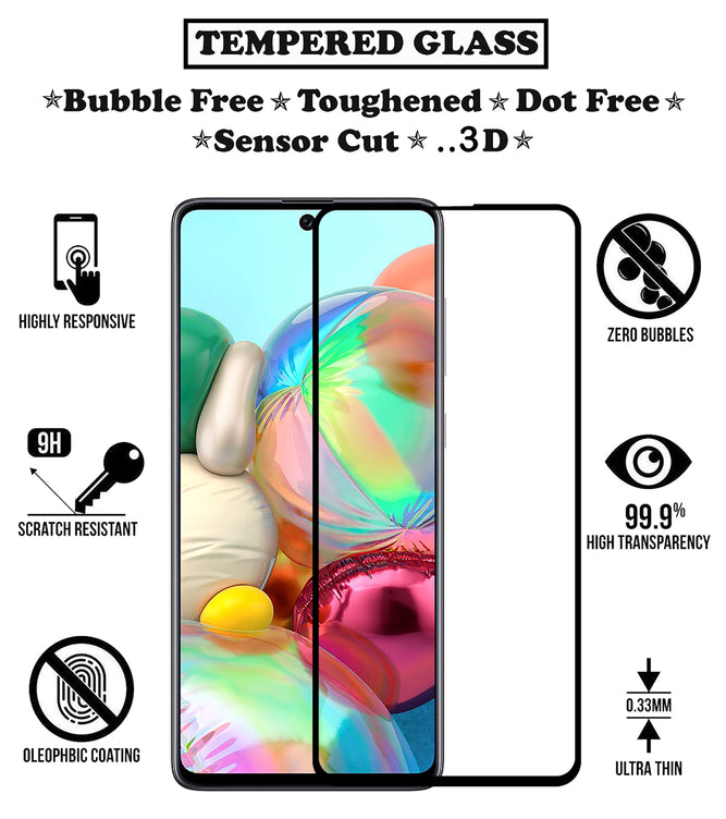 YOFO HD D+ Edge to Edge Full Screen Coverage Tempered Glass for Samsung Galaxy A71 - Full Glue AGorilla Glass (Black)