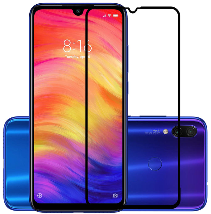 YOFO HD D+ Edge to Edge Full Screen Coverage Tempered Glass for Redmi 7, Redmi Note 7 Pro - Full Glue Gorilla Glass (Black)