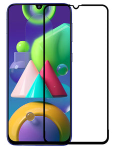 YOFO HD D+ Edge to Edge Full Screen Coverage Tempered Glass for Samsung Galaxy M21 - Full Glue Gorilla Glass (Black)