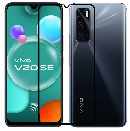 YOFO HD D+ Edge to Edge Full Screen Coverage Tempered Glass for Vivo V20 / V20 SE - Full Glue Gorilla Glass (Black)