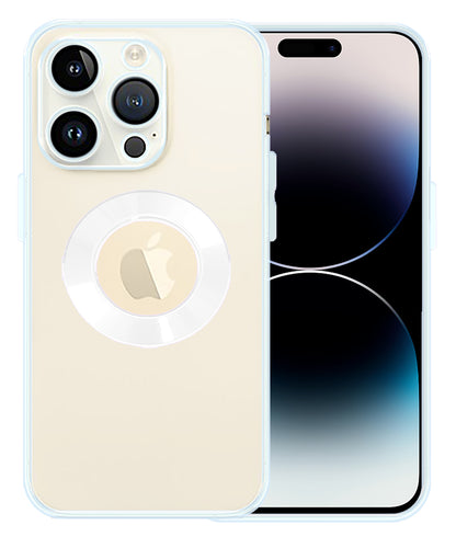YOFO Electroplated Logo View Back Cover Case for Apple iPhone 14 Pro Max [6.7] (Transparent|Chrome|TPU+Polycarbonate) - Transparent