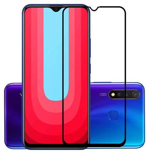 YOFO HD D+ Edge to Edge Full Screen Coverage Tempered Glass for Vivo U20 - Full Glue Gorilla Glass (Black)