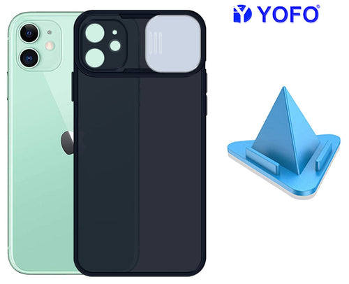 Prime Metal Shutter, Slim Protective Back Cover With Camera Slide Protector For iPhone 12 Mini (5.4) With Free Triangle Mobile Stand