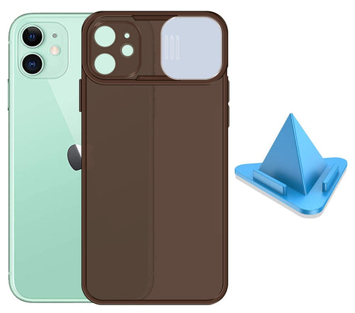 Prime Metal Shutter, Slim Protective Back Cover With Camera Slide Protector For iPhone 12 Mini (5.4) With Free Triangle Mobile Stand