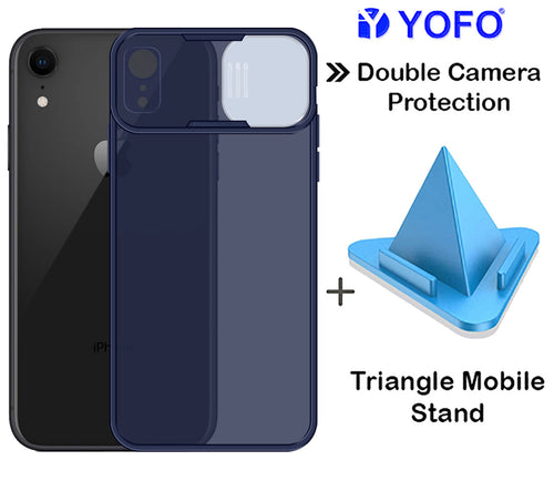 Prime Metal Shutter, Slim Protective Back Cover With Camera Slide Protector For iPhone XR With Free Triangle Mobile Stand