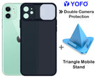 Prime Metal Shutter, Slim Protective Back Cover With Camera Slide Protector For iPhone 12 Mini (5.4) With Free Triangle Mobile Stand