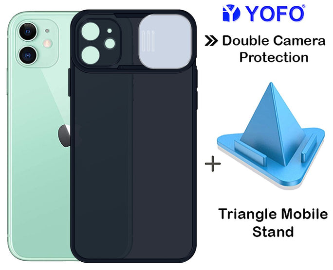 Prime Metal Shutter, Slim Protective Back Cover With Camera Slide Protector For iPhone 12 Mini (5.4) With Free Triangle Mobile Stand