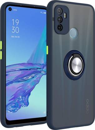 YOFO Matte Finish Smoke Back Cover with magnetic Pop Socket & Full Camera Lens Protection for Oppo A53 / A33
