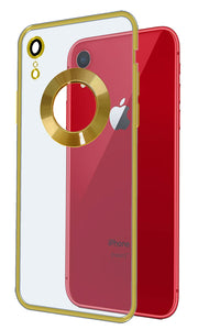 YOFO Electroplated Logo View Back Cover Case for Apple iPhone XR (Transparent|Chrome|TPU+Poly Carbonate)- GOLD