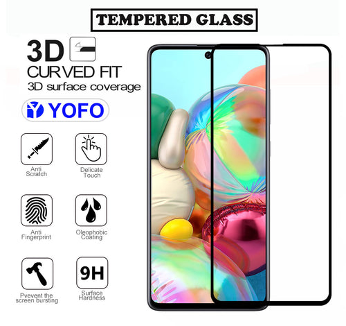 YOFO HD D+ Edge to Edge Full Screen Coverage Tempered Glass for Samsung Galaxy A71 - Full Glue AGorilla Glass (Black)