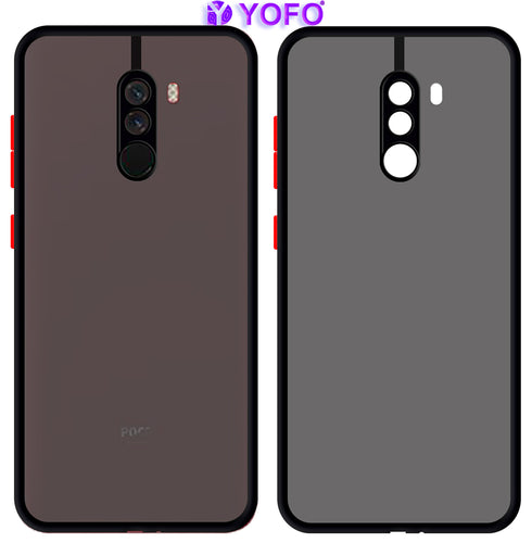 YOFO Back Cover for Poco F1 (Translucent Matte Smoke Case|Soft Frame|Shockproof|Full Camera Protection) with Free Mobile Stand