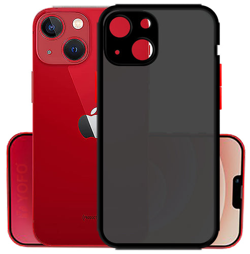 YOFO Back Cover for Apple iPhone 13 Mini (5.4) (Translucent Matte Smoke Case|Soft Frame|Shockproof|Full Camera Protection) with Free Mobile Stand