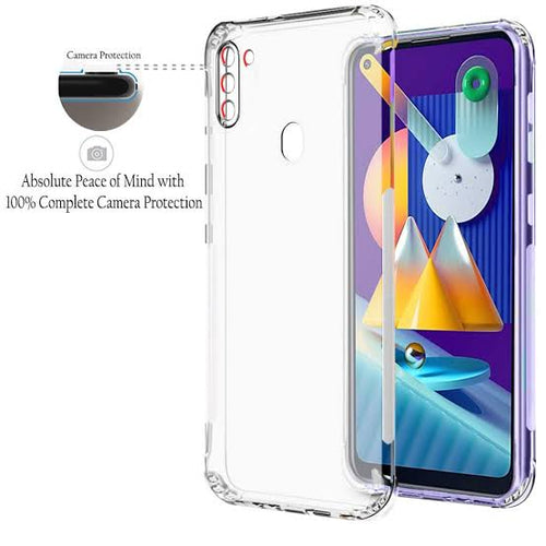 YOFO Shockproof Soft Transparent Back Cover for Samsung M11 - (Transparent)