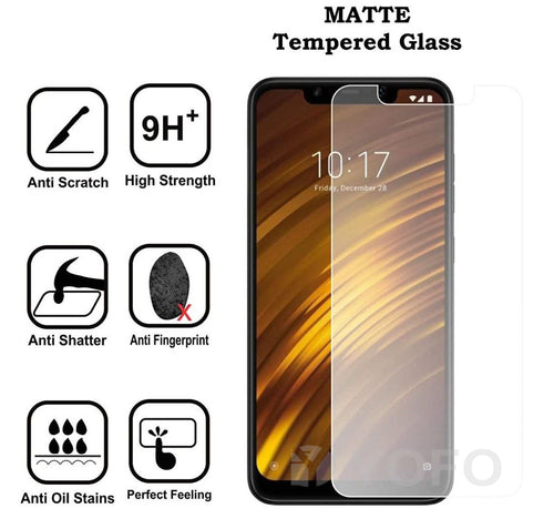 YOFO Anti Glare Matte Finish Anti-Fingerprint 9H 100% Tempered Glass Screen Protector for MI Poco F1 (Transparent)