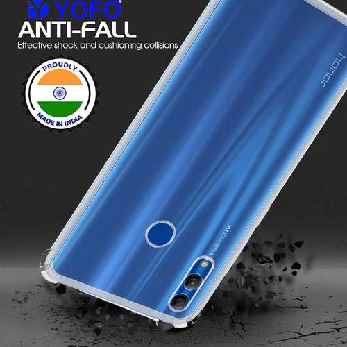 YOFO Rubber Back Cover Case for Honor 10 Lite (Transparent) with Bumper Corner