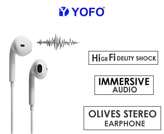 YOFO JBONE JB-79 Wired In the Ear Music Hi-Fi Sound Earphone with Mic-White