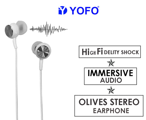 TEN PLUS TP-108 Earphone with Universal Stereo, Extra Bass Wired Headset (White)