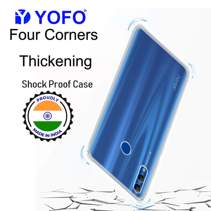 YOFO Rubber Back Cover Case for Honor 10 Lite (Transparent) with Bumper Corner