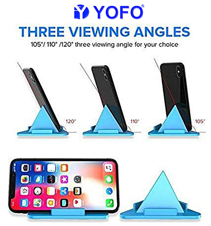 YOFO Table Mobile Stand Triangle Shape Mobile Holder - Anti Slip, Safe, Multi Angle Table & Mobile Mount-Assorted Colour