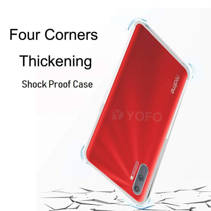 YOFO Back Cover for Realme C3  (Transparent) with Dust Plug & Camera Protection