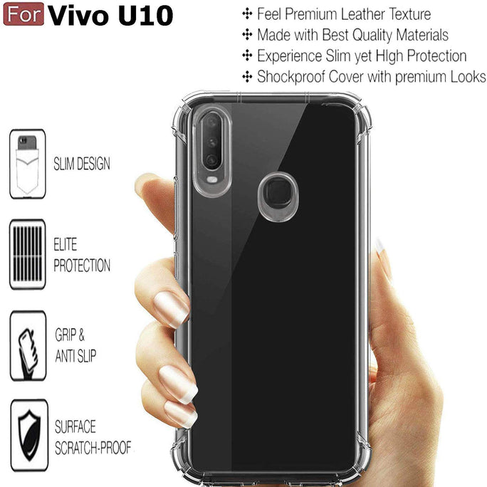 YOFO Shockproof Transparent Back Cover for VIVO U10 - (Transparent)