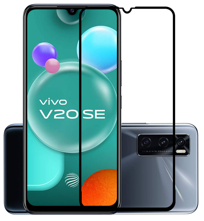 YOFO HD D+ Edge to Edge Full Screen Coverage Tempered Glass for Vivo V20 / V20 SE - Full Glue Gorilla Glass (Black)